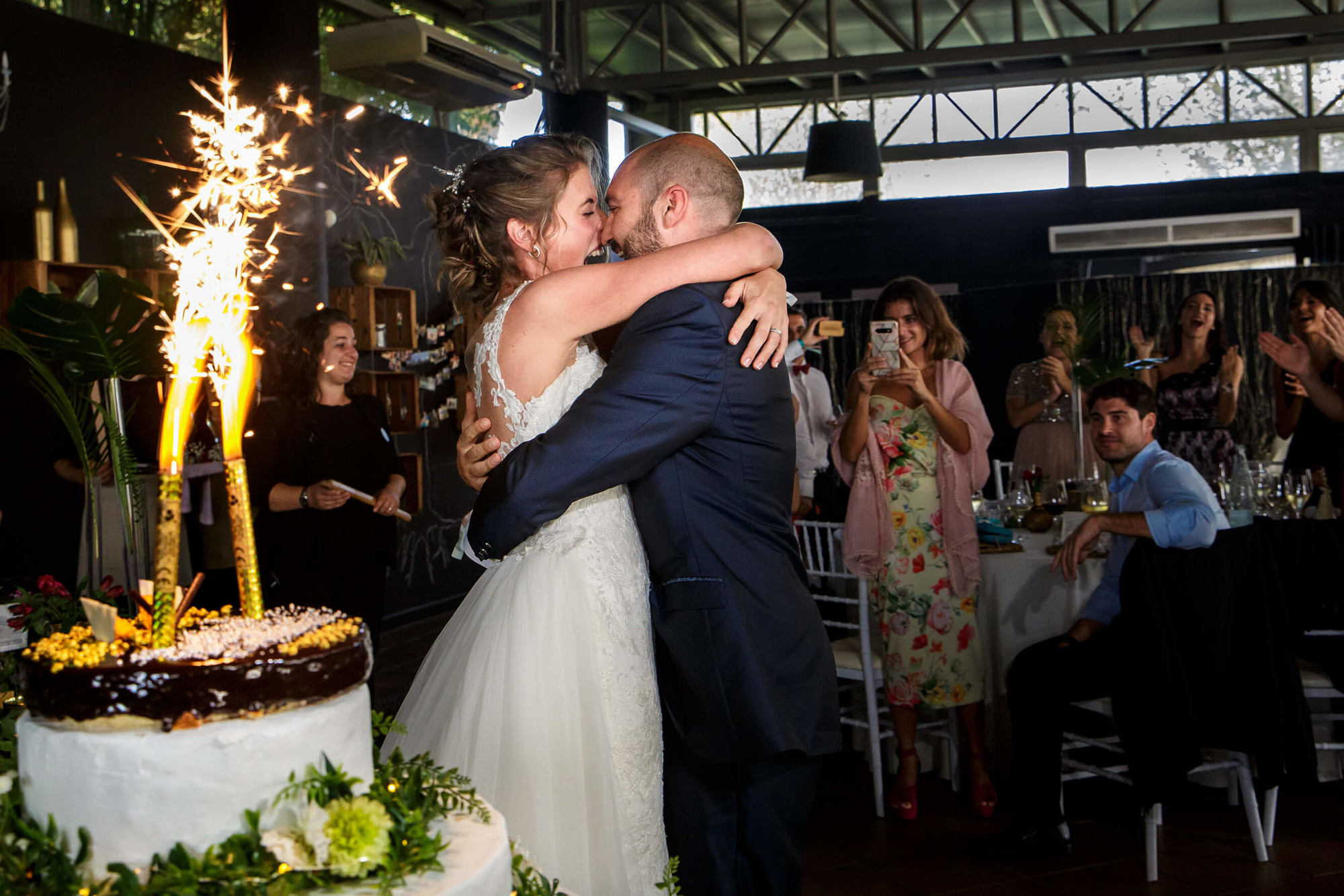 El pastel de boda en Masia Torreblanca.