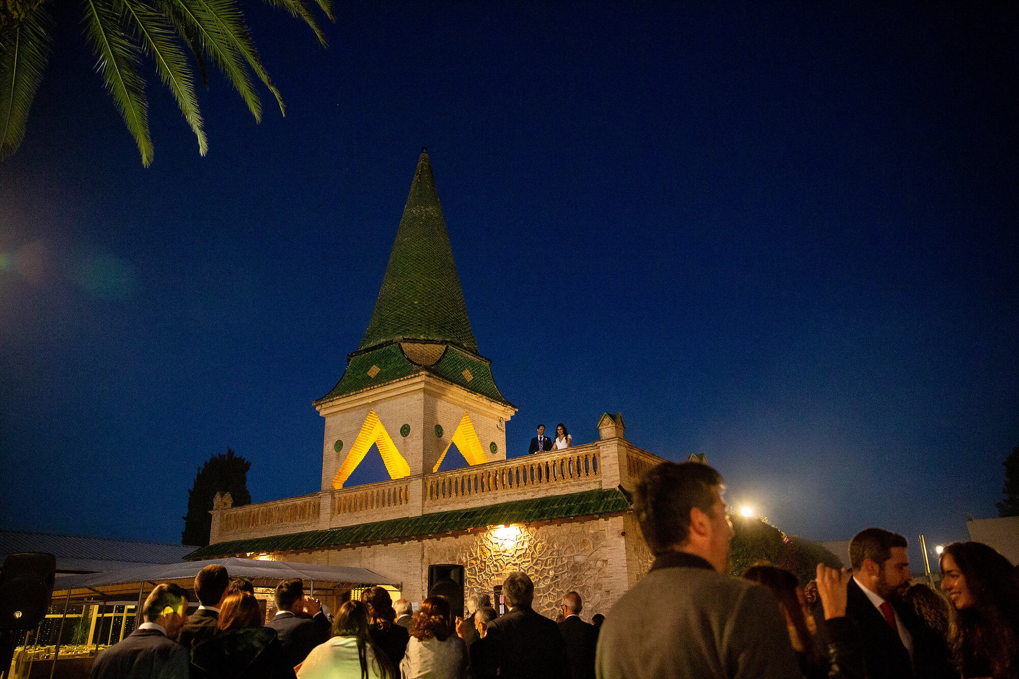 A dalt de la cúpula a la boda a Heretat Sabartés.